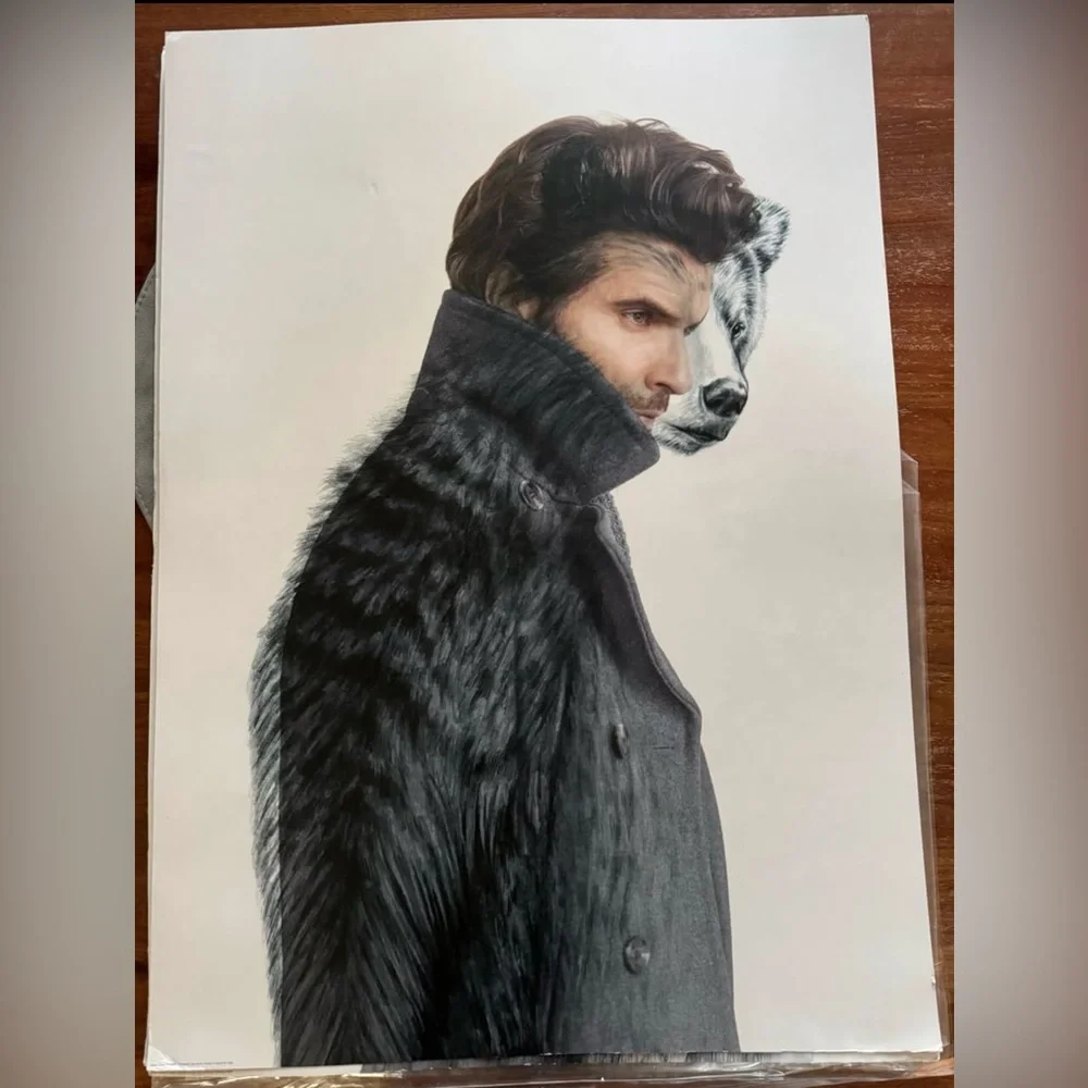 Rare Unique Modern Art Prints - Set of 3 - Women and Man - Fox - Bird - Bear - Picture 4 of 9